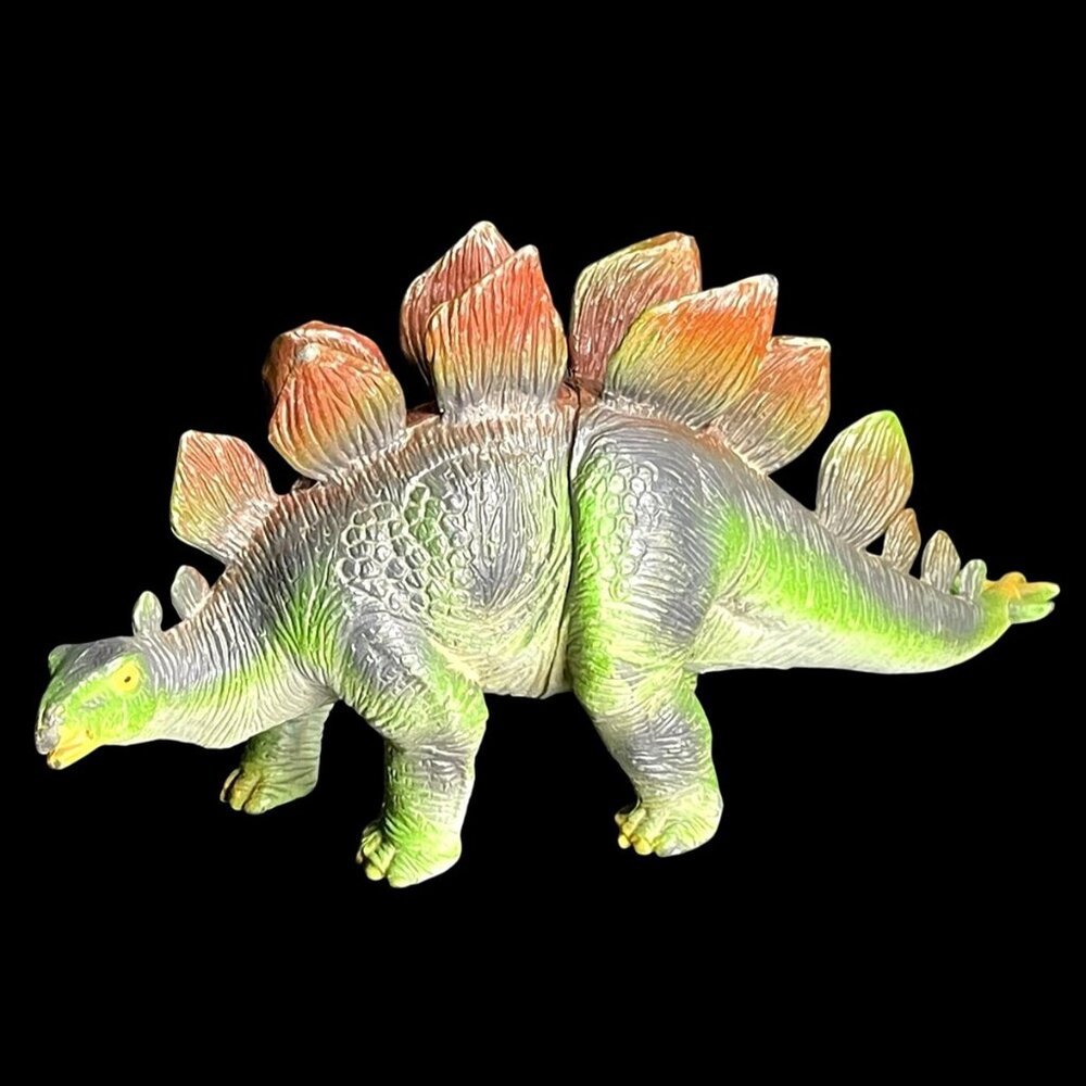 Vintage Green & Brown Stegosaurus Dinosaur Figurine Toy